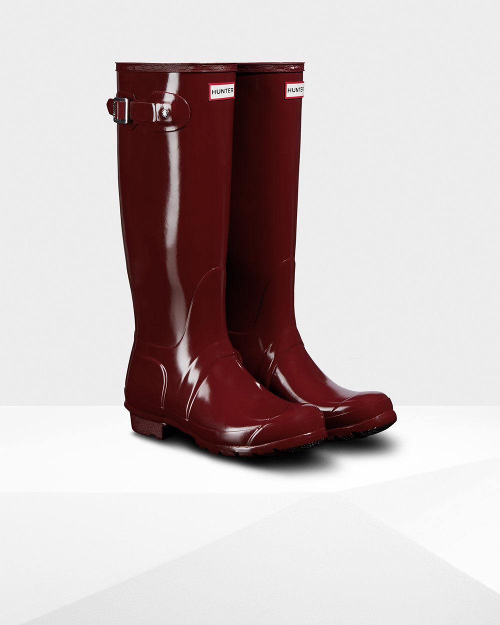 Hunter Mujer Original Gloss - Botas de Lluvia Gris Rojas - 857-QGEMST